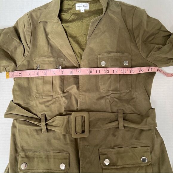 *missing two buttons* Revolve x SuperDown Trista Belted Jacket in Olive | Size S - Picture 11 of 12